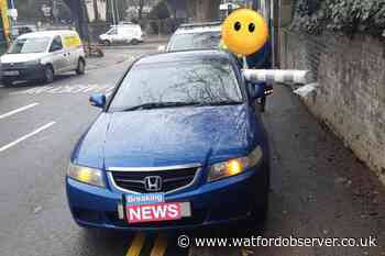 Driver stopped near Bushey Arches for 'lance' roll of vinyl