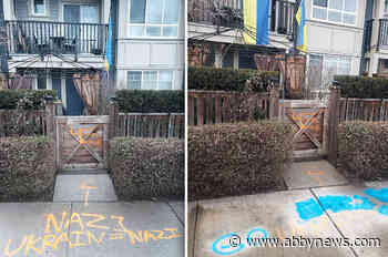 Anti-Ukraine graffiti spray painted on B.C. townhouse