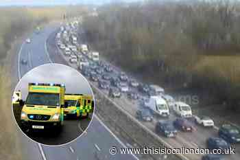 Man dies after 'falling from bridge' on M1 near Watford