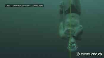 Watch this diver plunge into icy Swiss lake