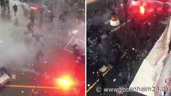 Frankfurt gegen Neapel: Straßenschlachten, ausgebranntes Polizeiauto - SGE-Fans attackieren Polizei