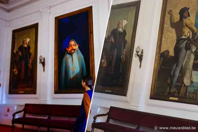 Antwerps stadsbestuur vervangt ‘woke portretten’ uit trappenhal Arenberg weer door schilderijen van ‘witte oude mannen’: “Uitwissen van verleden is waanzin”