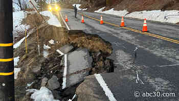 Highway 168 lane closure above Shaver Lake due to collapsed road