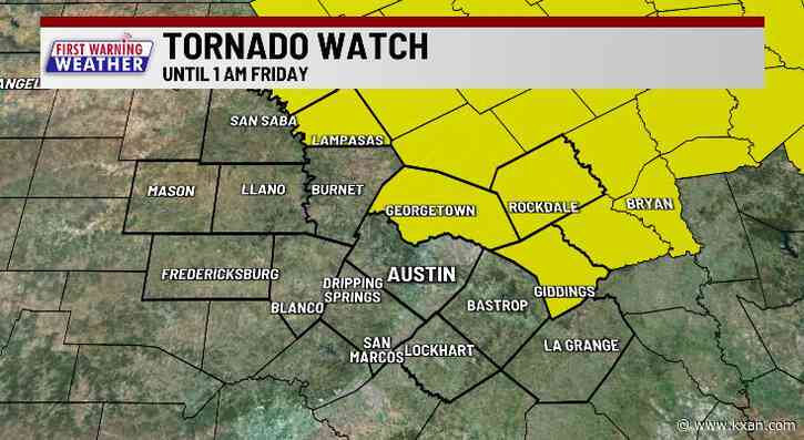 Tornado Watch in effect for parts of Central Texas