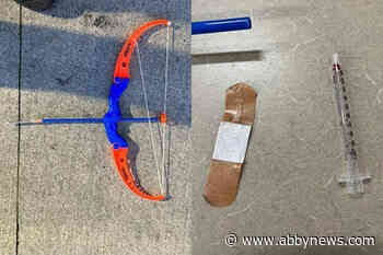 Suspect with syringe affixed to toy bow and arrow makes threats at Nanaimo mall