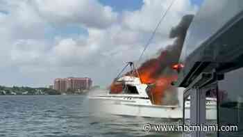 3 Passengers Rescued From 54-Foot Yacht That Caught Fire on Biscayne Bay