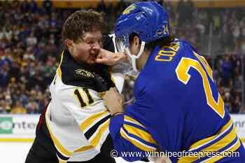 Swayman stops 26 shots in Bruins’ 7-0 rout of Sabres