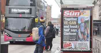 Truss and Clarkson mocked by spoof adverts at Bristol bus stops