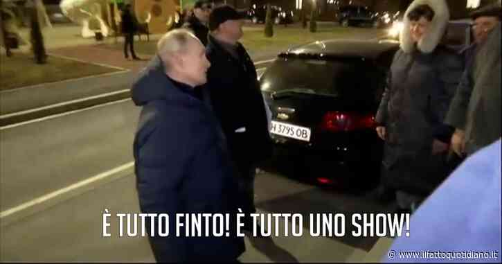 Putin a Mariupol, durante le interviste una donna urla da lontano: “Non è vero niente, è tutto uno show!”. Il video diffuso per errore