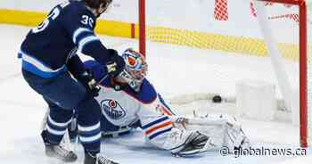 Jack Campbell in goal for Edmonton Oilers against Sharks