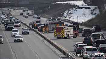 Highway 400 crash in Barrie sends one person to hospital