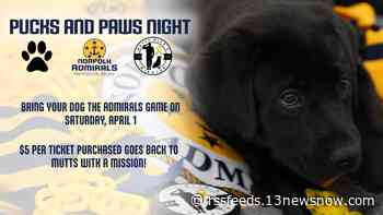 Bring your pup to a Norfolk Admirals game this season for a cause through 'Pucks and Paws'