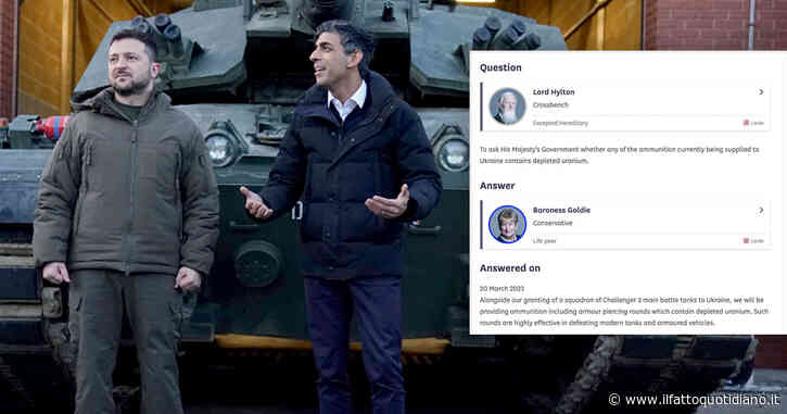 “Forniremo a Kiev proiettili all’uranio impoverito”: l’annuncio della Gran Bretagna ‘sfuggito’ alla viceministra Goldie