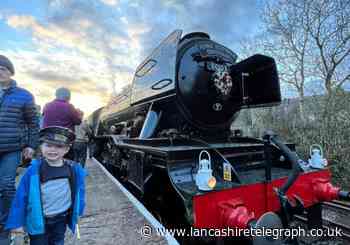 Train lover, 3, waves in Flying Scotsman like great-grandad