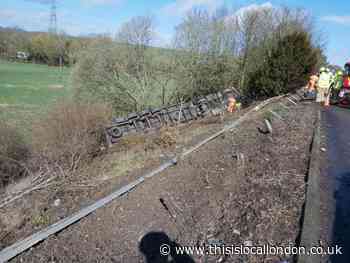 Overturned lorry closes M11 motorway near Bishop Stortford