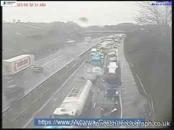 M6 lorry fire near Carnforth causing 45 minute delays for drivers