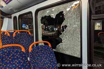 Bus window smashed by vandals in Bromborough