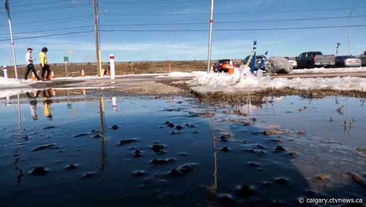 Spring thaw: Calgary crews working to clear flooded streets and sidewalks