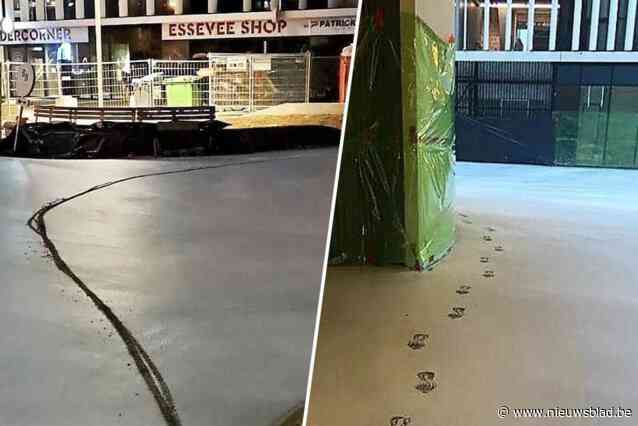 Fietser en wandelaar helpen pas gegoten beton aan stadion Zulte-Waregem naar de vaantjes: “Onbegrijpelijk”