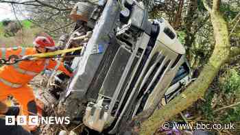 M11 lorry driver freed from trapped cab after three hours