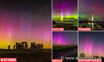 Stargazers take stunning photos of the Northern Lights over Norfolk, Middlesbrough and Wiltshire