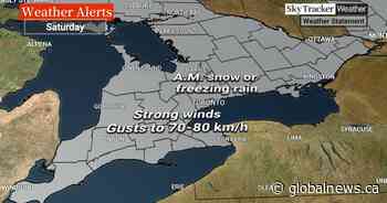 Freezing rain, strong winds likely for Hamilton and Niagara Region on Saturday
