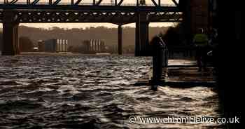 River Tyne bursts banks again leaving Newcastle Quayside flooded during high tide