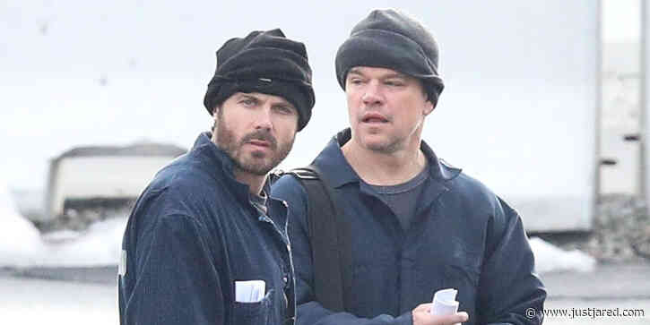 Matt Damon & Casey Affleck Make a Run For It on Set of Their New Movie 'The Instigators'