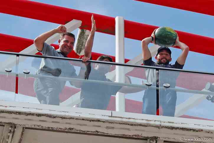 WATCH: NASCAR driver Ross Chastain throws watermelons off COTA's 251-foot observation tower