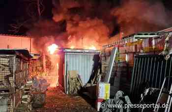 FW-E: Überseecontainer eines Gartenbaubetriebes geht in Flammen auf