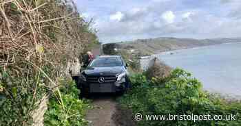 West Country coastal path blocked by Mercedes after driver took strange route
