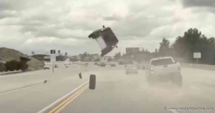 'Like a Stunt from a Movie': Dashcam Shows Moment Loose Tire Launches Car Into a Sky-High Flip
