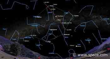 Watch Mars near the first quarter moon in the night sky tonight