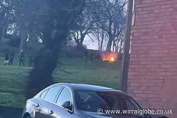 Gang of youths set pile of rubbish on fire in Birkenhead park