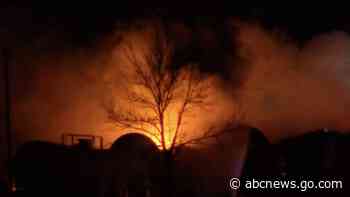 Evacuations underway after freight train derails, catches fire in Minnesota