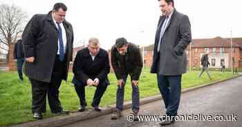 Prime Minister visits North East where he inspects potholes and promises to improve Britain's roads