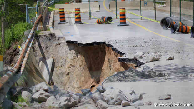 Record Snow Sits Idle As Ski Resort Access Road Is Collapsing