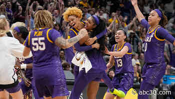 LSU wins first basketball title in school history after beating No. 2 Iowa 102-85