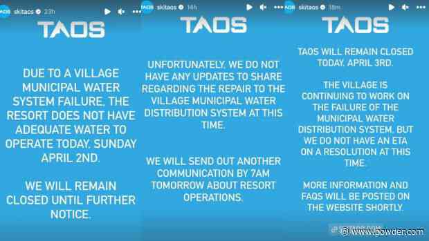 Taos Ski Valley Closed Indefinitely