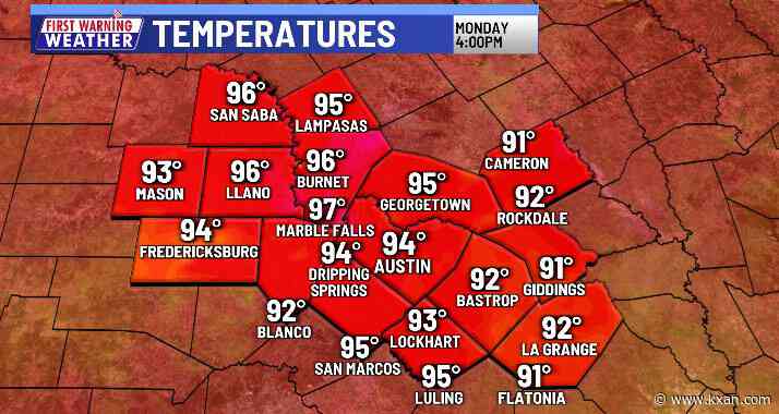 Record hot Monday afternoon with an isolated strong thunderstorm