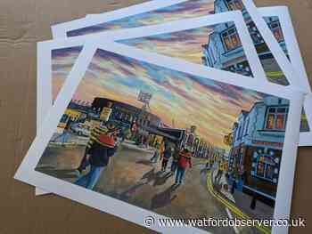 Artist who specialises in stadia adds new Watford piece