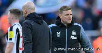 Eddie Howe laughs as Newcastle get under the skin of angry Manchester United boss Erik ten Hag