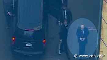 Aerial video shows Trump arrive for arraignment