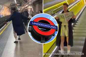 TikToks go viral of man tap dancing in robe on London Underground
