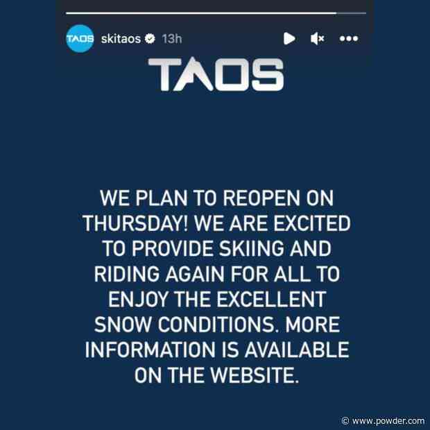Taos Ski Valley Closure Expected To End Soon