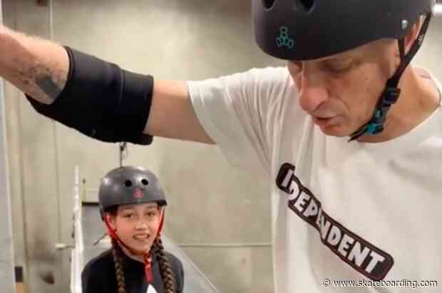 Tony Hawk Mentors Reese Nelson To Perfect Front Blunts On Vert