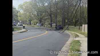 Menchville Road closed for hours in Newport News after SUV crash downed power lines
