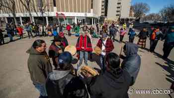 Land defenders, climate activists rally against RBC in downtown Saskatoon