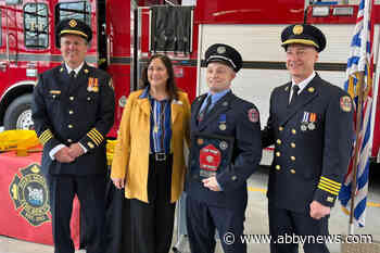 B.C. firefighter honoured after being badly burned by car blast in off-duty response