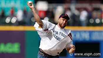 Wild Thing: Kelce bounces first pitch to backstop